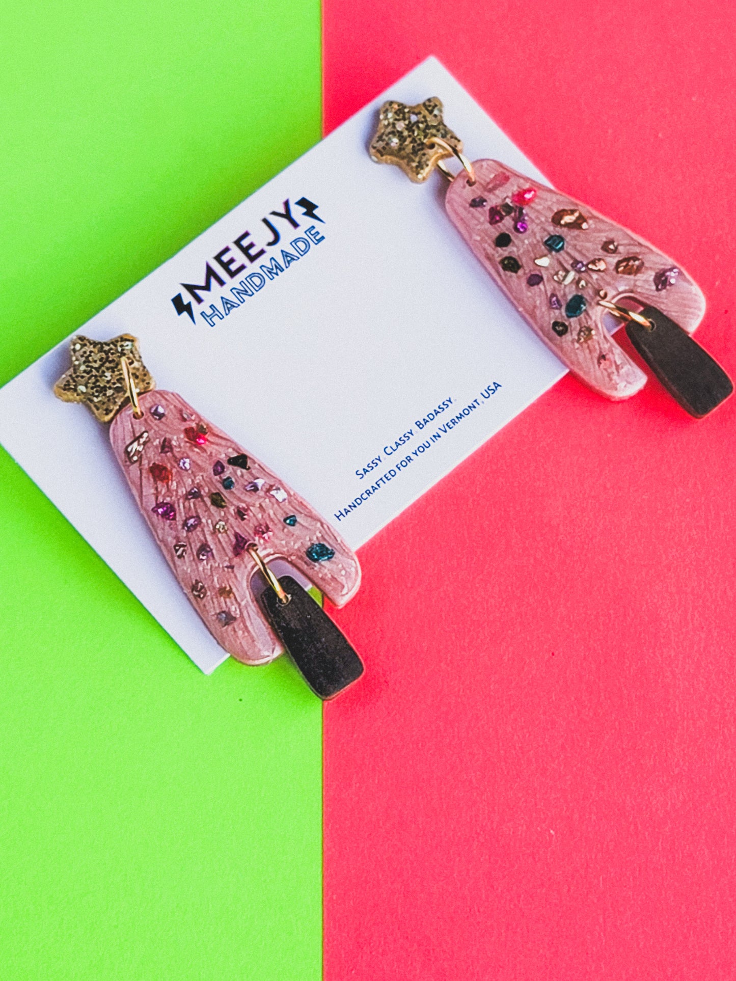 pink christmas tree dangles