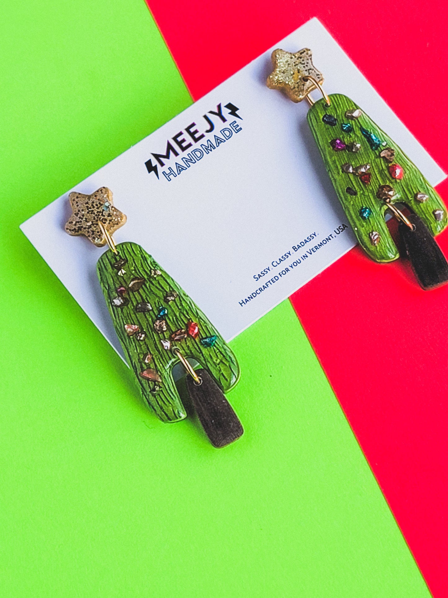 green chriatmas tree dangles