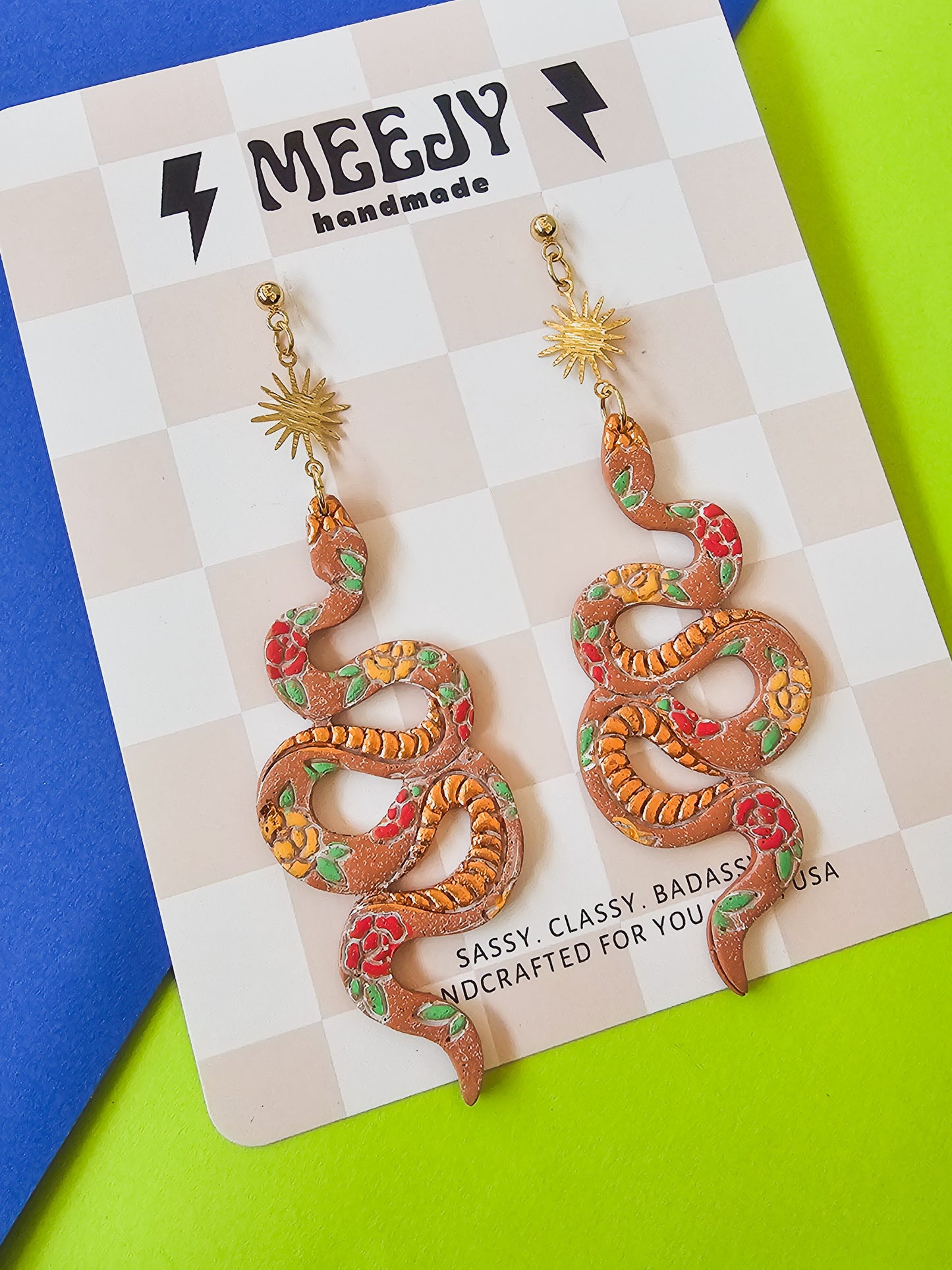Aged Terracotta Floral Snakes