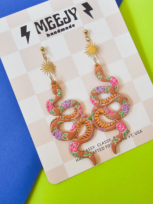 Aged Terracotta Floral Snakes