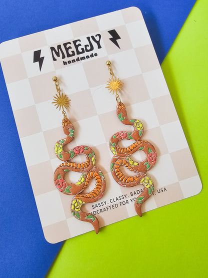 Aged Terracotta Floral Snakes