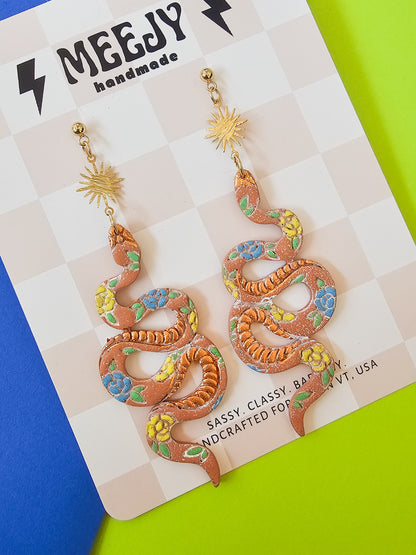 Aged Terracotta Floral Snakes