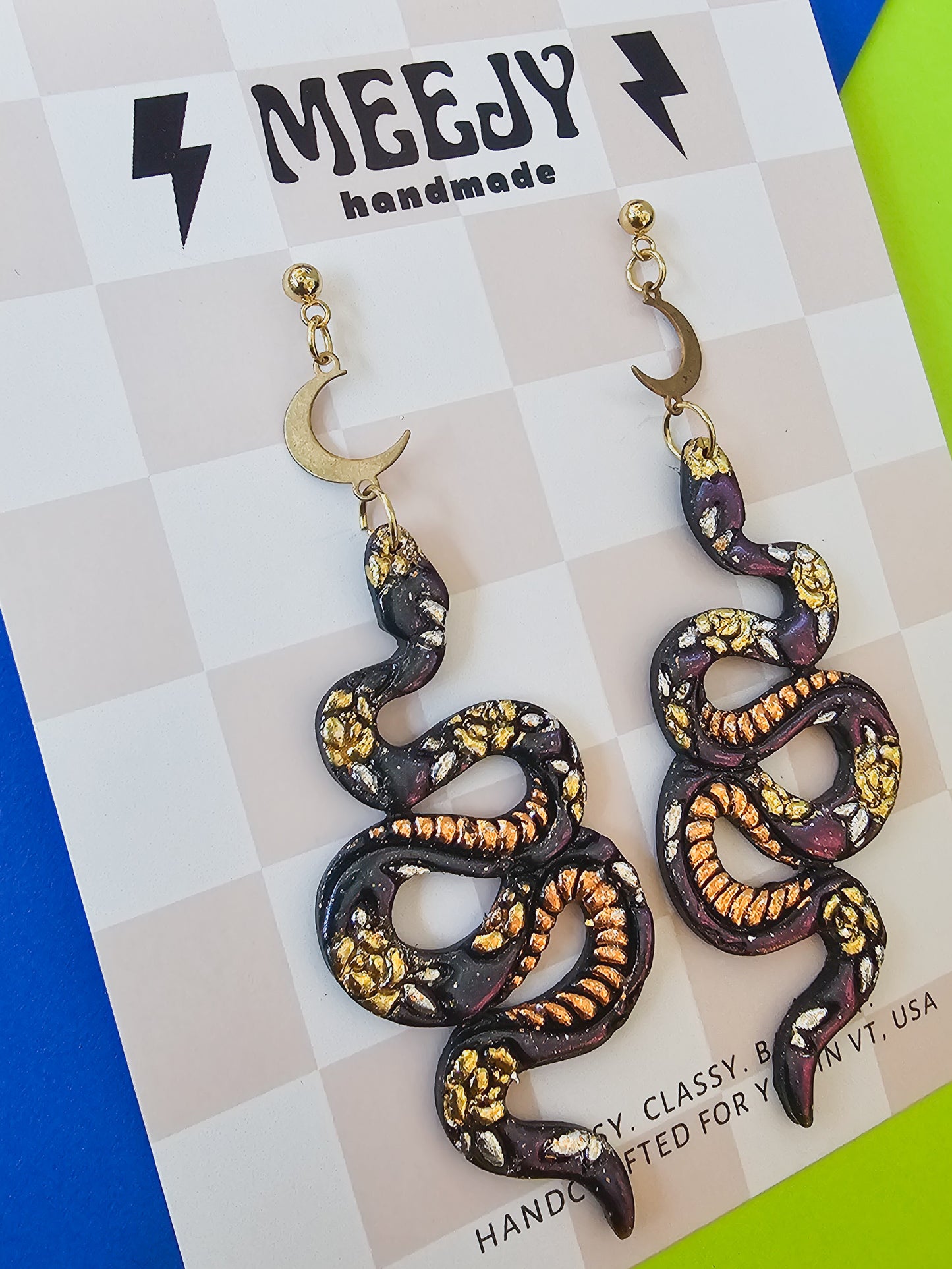 Cosmic Floral Snake Earrings