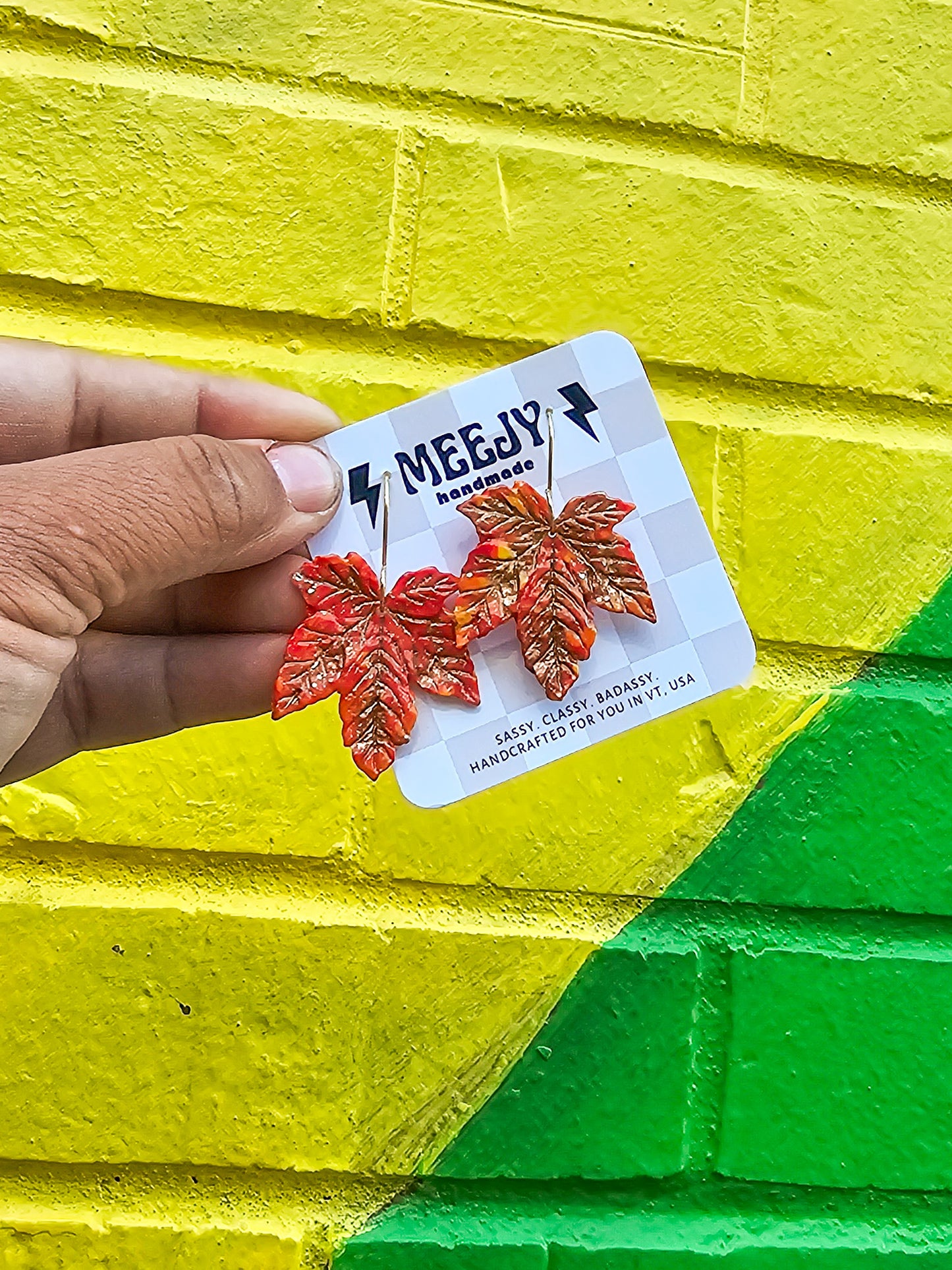 Statement maple leaf earrings