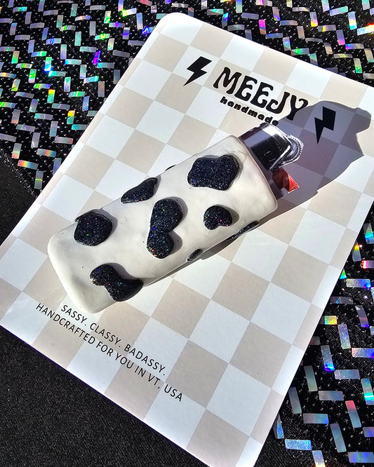 *PREORDER* Cow print polymer clay lighter case