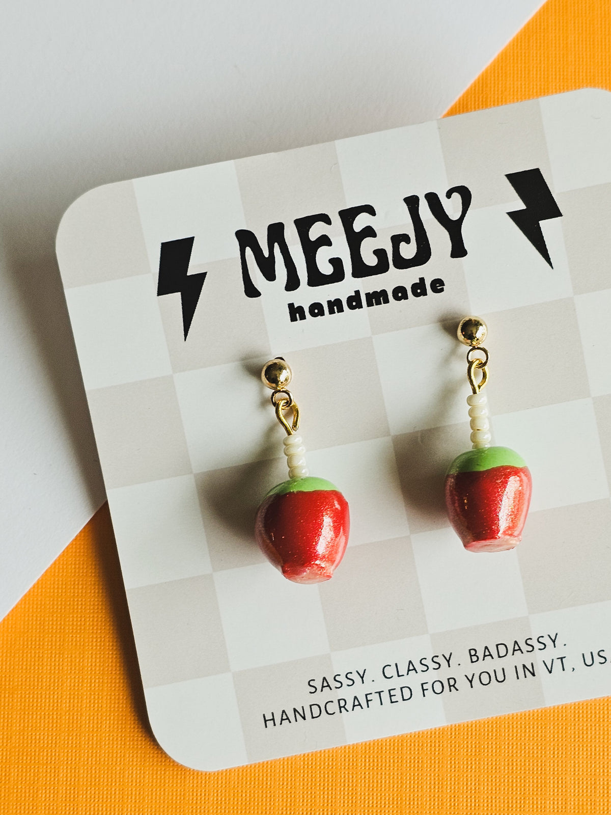Candy apple earrings
